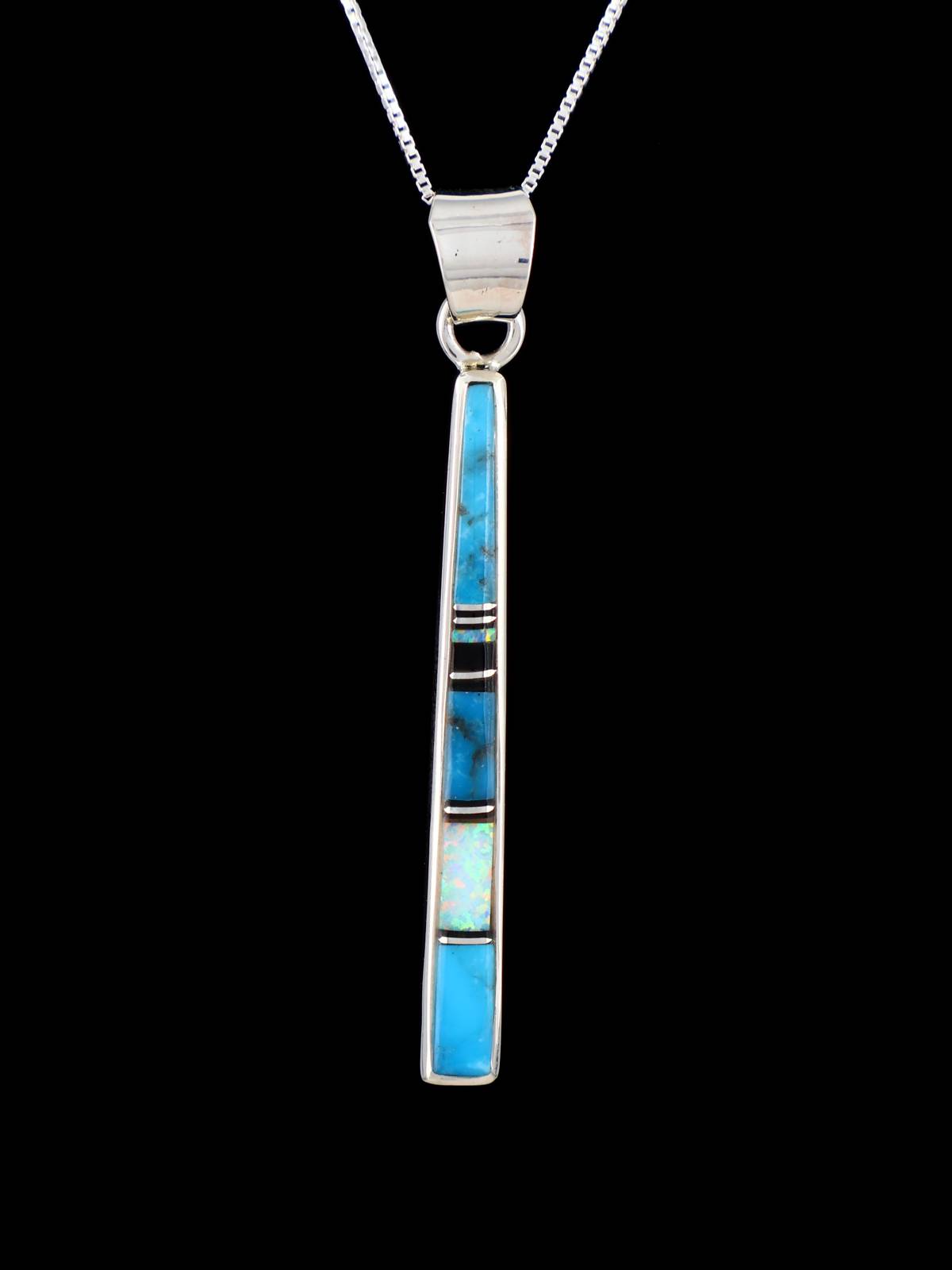 Native American Turquoise and Opalite Inlay Pendant - PuebloDirect.com