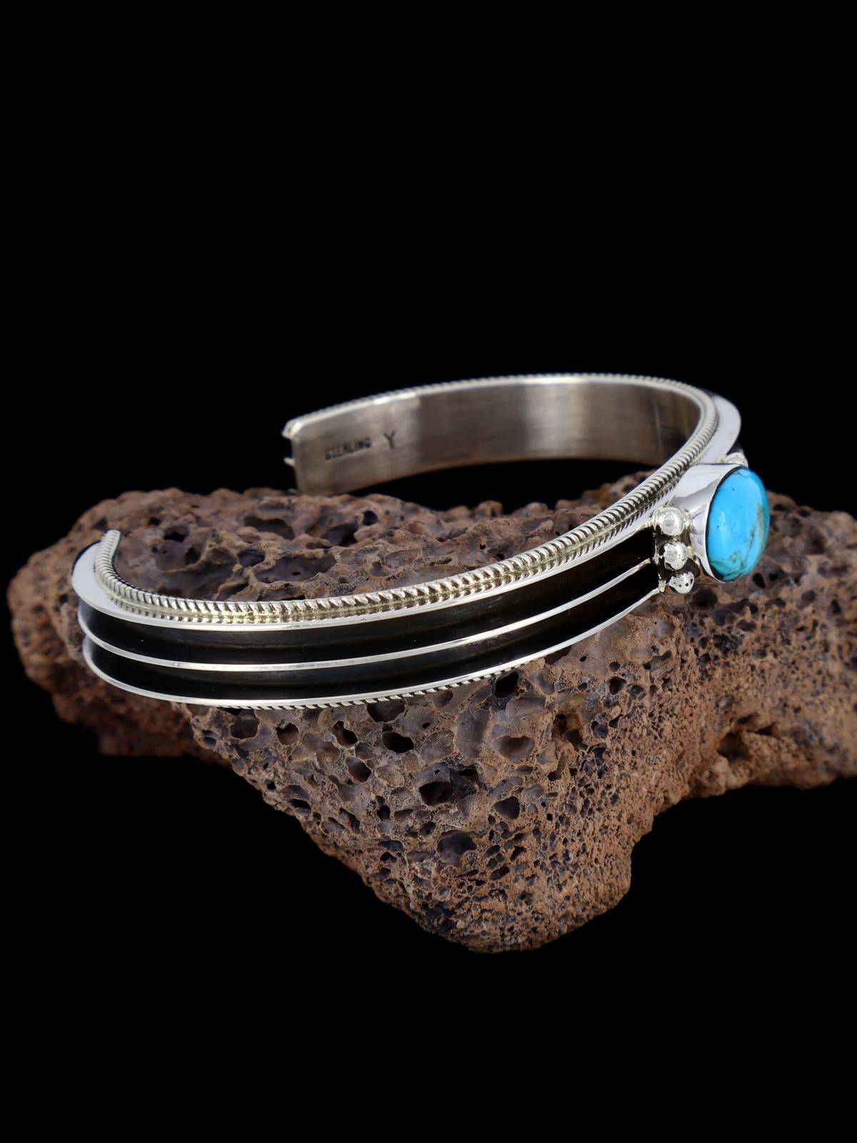 Native American Jewelry Kingman Turquoise Cuff Bracelet - PuebloDirect.com