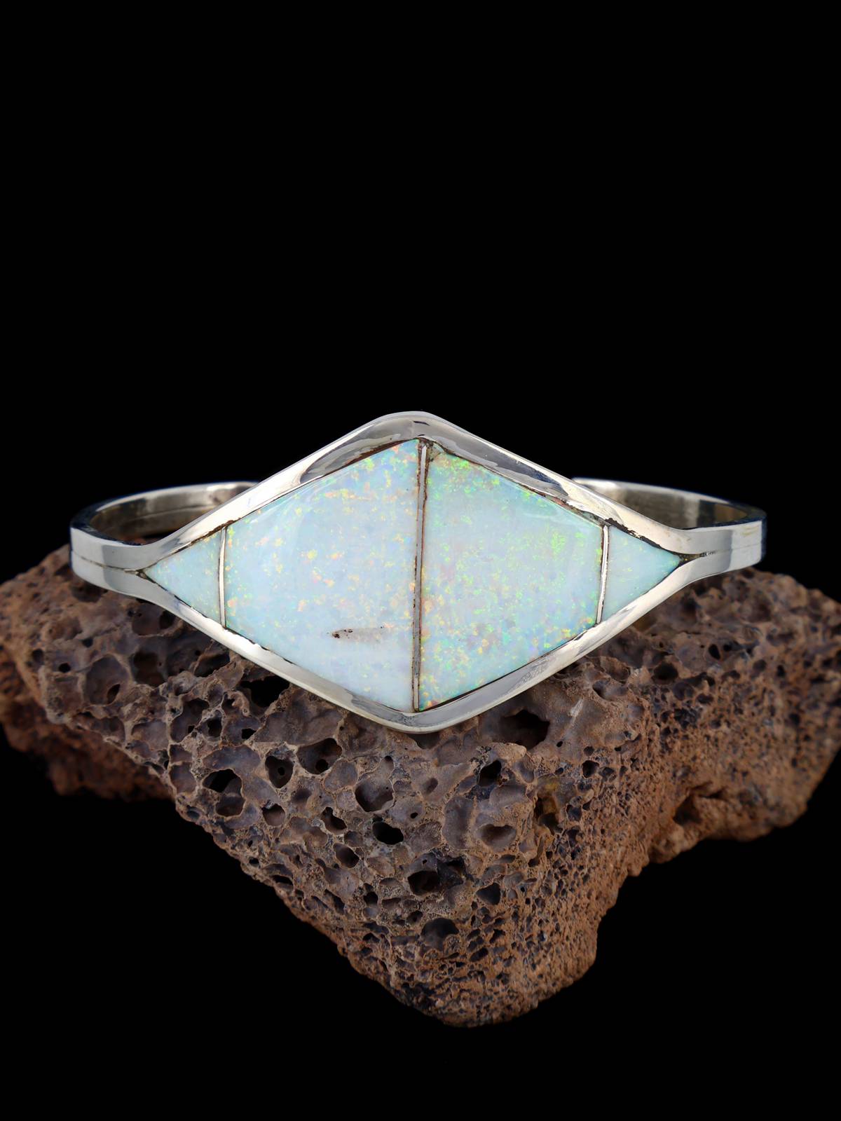 Native American Zuni Inlay Opalite Cuff Bracelet - PuebloDirect.com