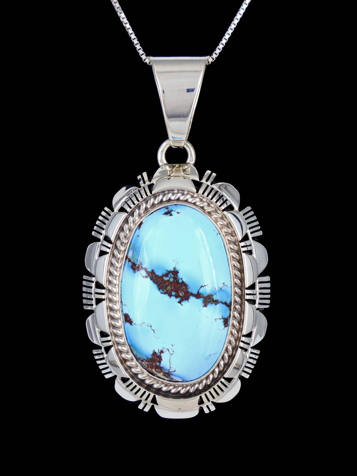 Sterling Silver Natural Golden Hill Turquoise Navajo Pendant - PuebloDirect.com