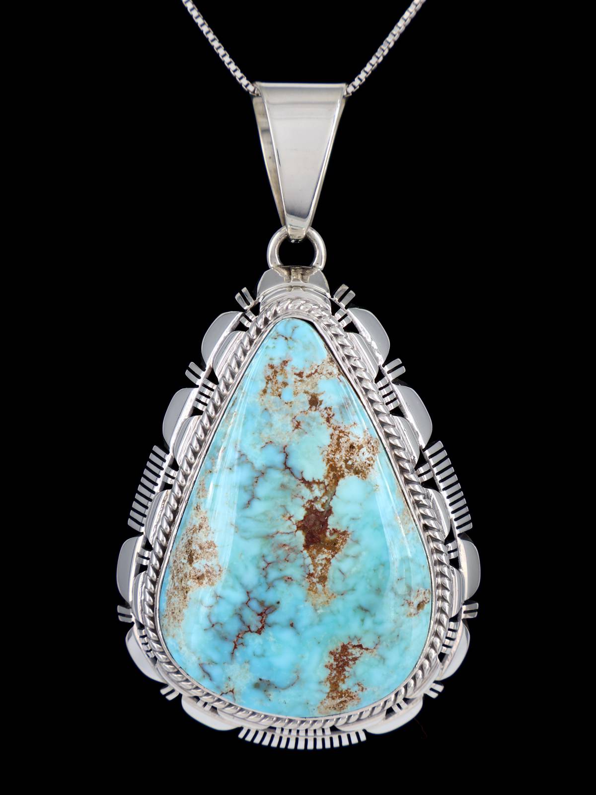 Native American Jewelry Natural Dry Creek Turquoise Pendant - PuebloDirect.com