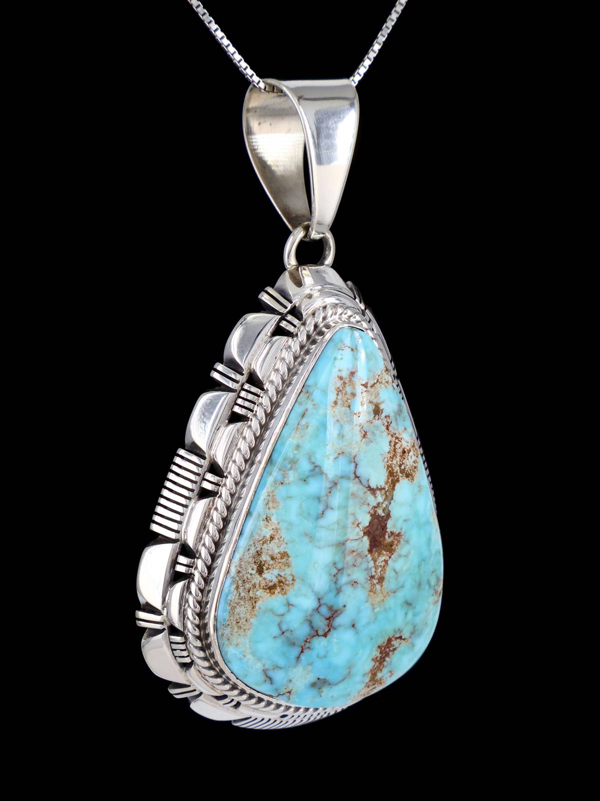 Native American Jewelry Natural Dry Creek Turquoise Pendant - PuebloDirect.com