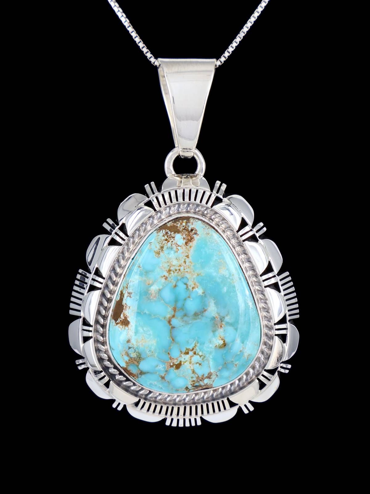 Native American Jewelry Natural Dry Creek Turquoise Pendant - PuebloDirect.com