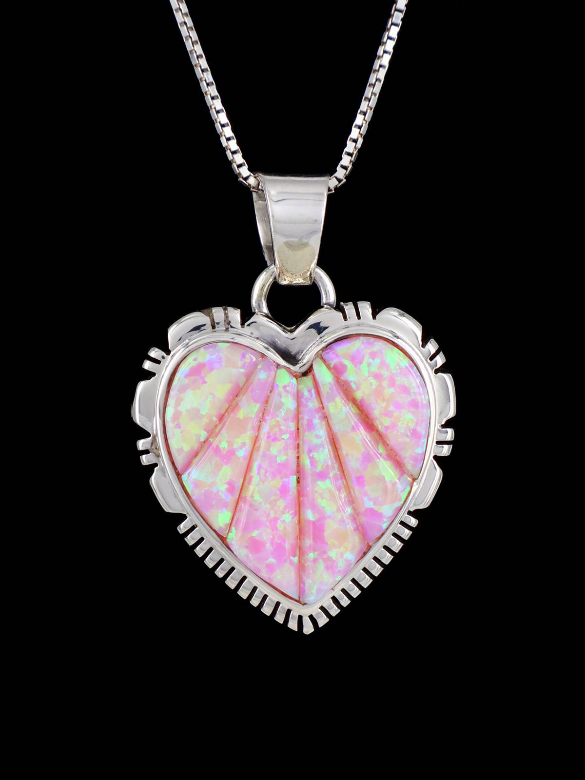 Navajo Opalite Cobblestone Inlay Heart Pendant - PuebloDirect.com