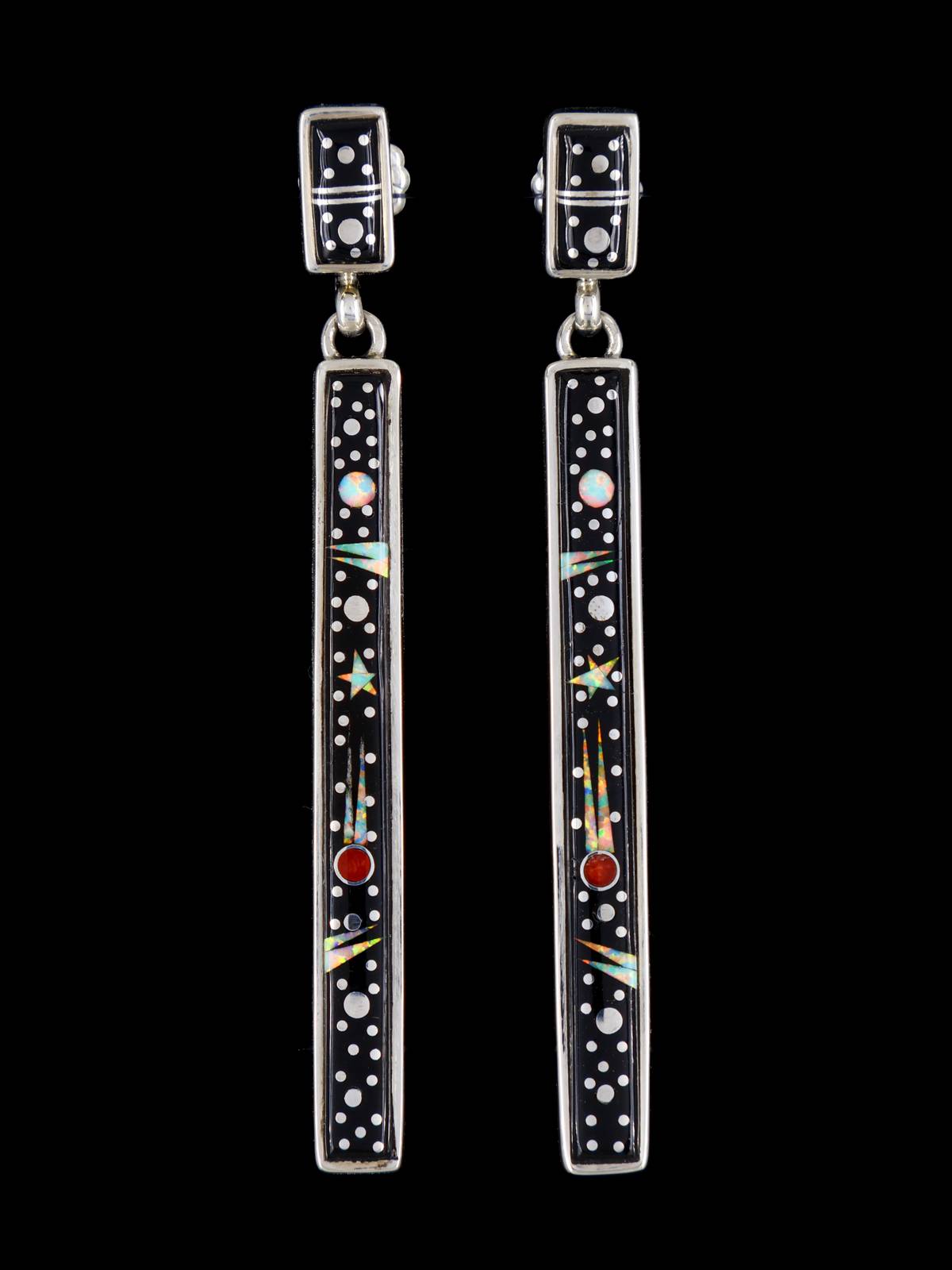 Native American Inlay Night Sky Dangle Earrings - PuebloDirect.com