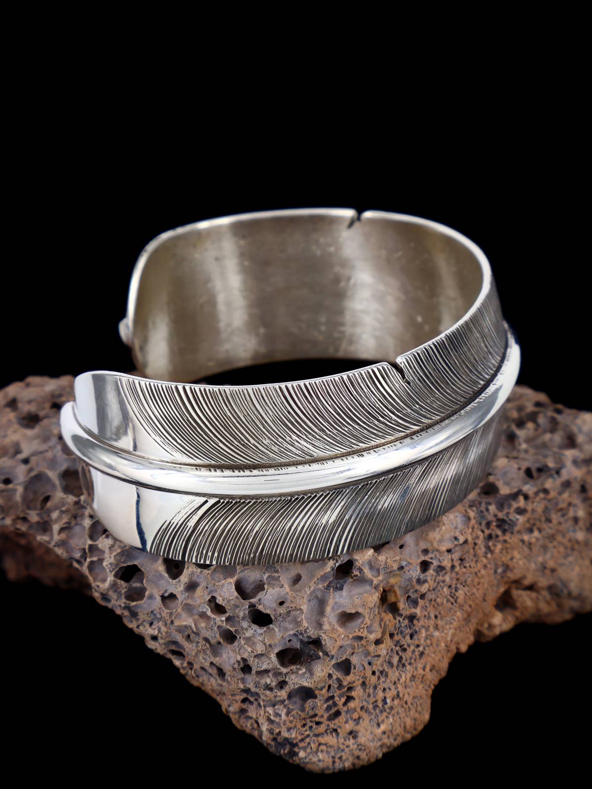 Native American Jewelry Sterling Silver Feather Bracelet - PuebloDirect.com