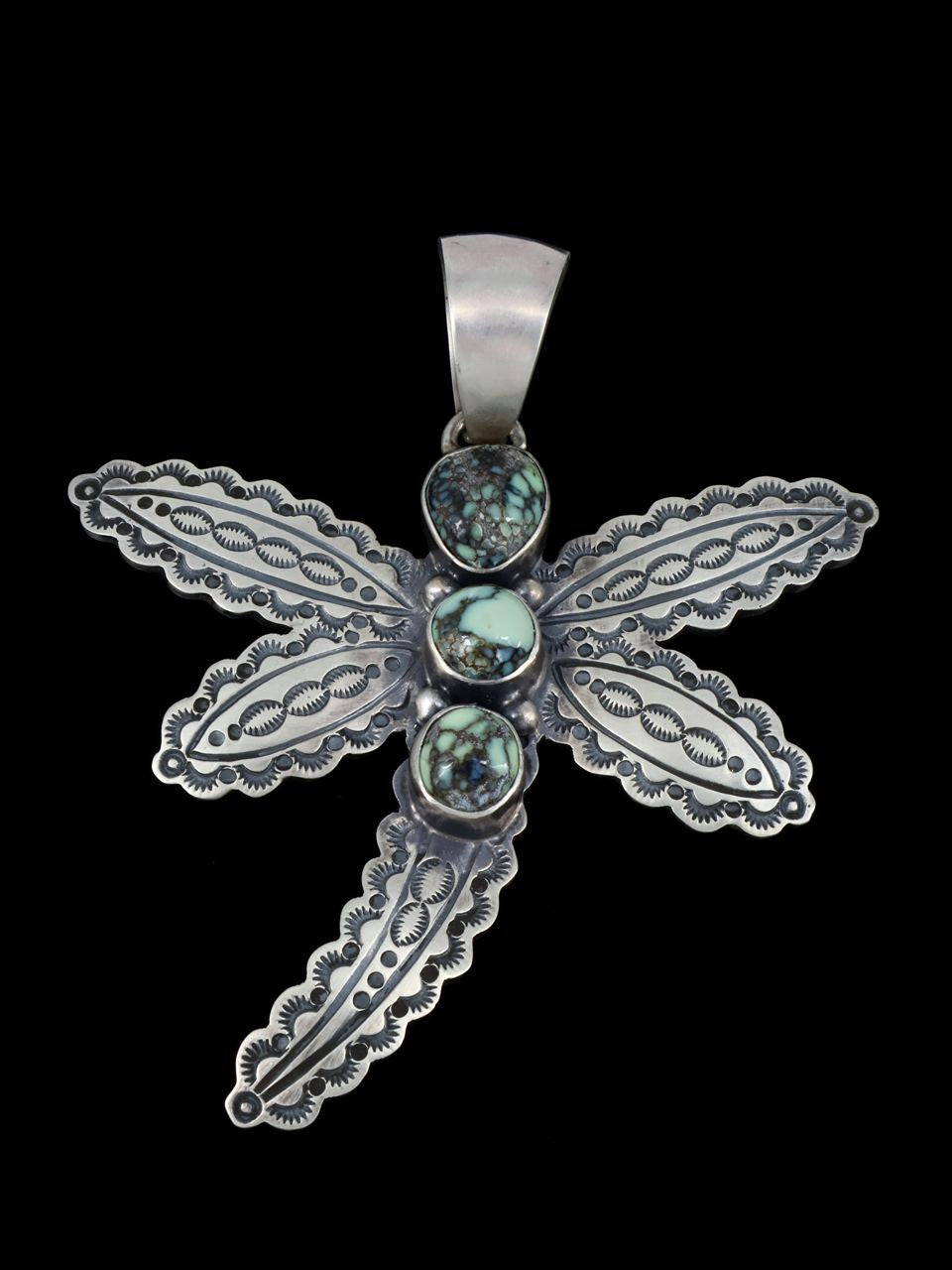 Native American Jewelry Natural Poseidon Variscite Dragonfly Pendant - PuebloDirect.com