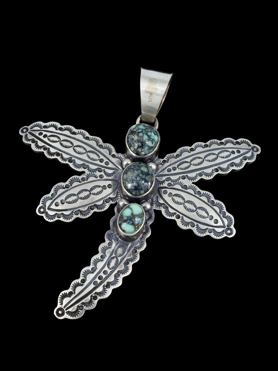 Native American Jewelry Natural Poseidon Variscite Dragonfly Pendant - PuebloDirect.com
