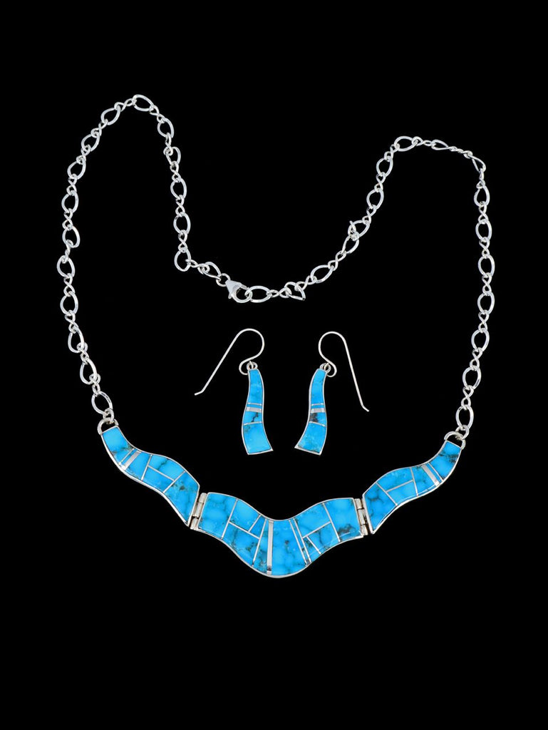 Turquoise Navajo Mosaic Inlay Necklace and Earring Set - PuebloDirect.com