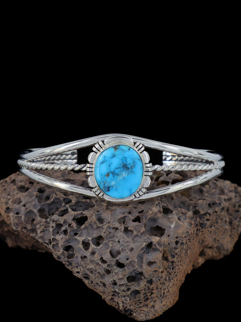 Native American Kingman Turquoise Sterling Silver Cuff Bracelet - PuebloDirect.com
