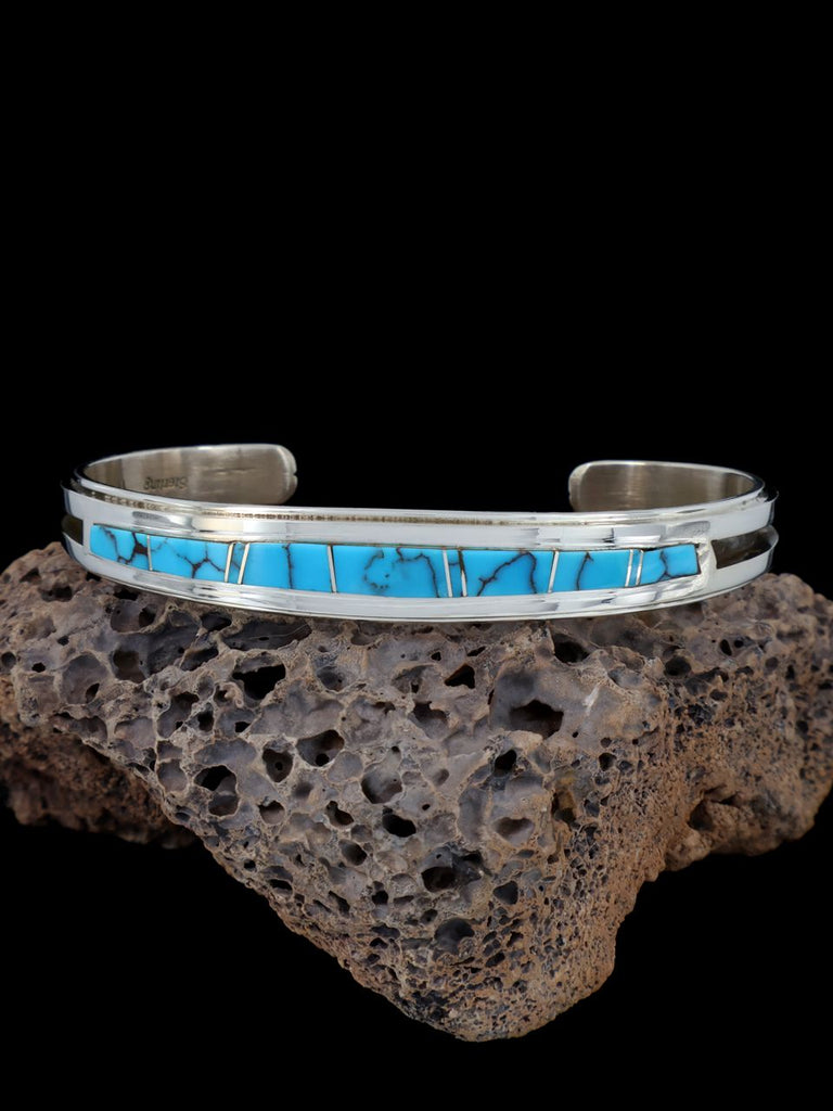 Native American Turquoise Inlay Cuff Bracelet - PuebloDirect.com