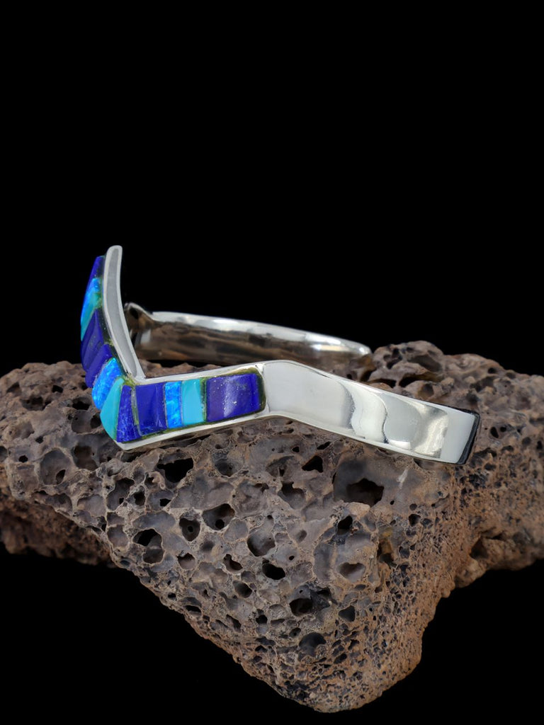Native American Lapis and Turquoise Inlay Bracelet - PuebloDirect.com