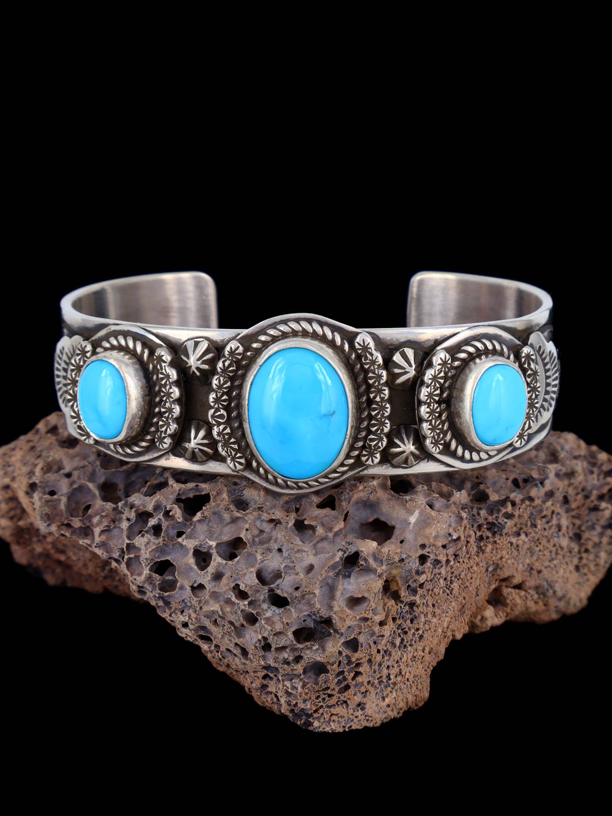 Native American Jewelry Sleeping Beauty Turquoise Cuff Bracelet - PuebloDirect.com