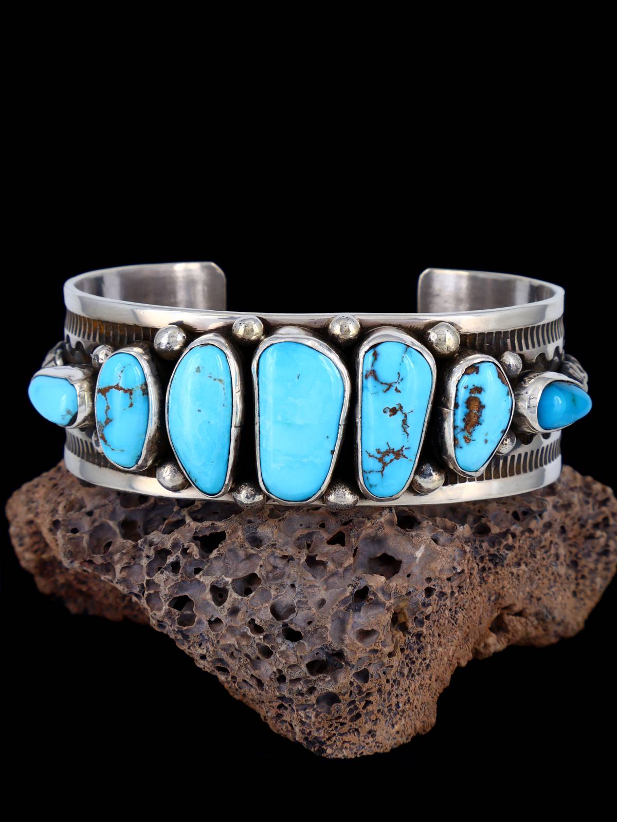 Native American Jewelry Royston Turquoise Cuff Bracelet - PuebloDirect.com