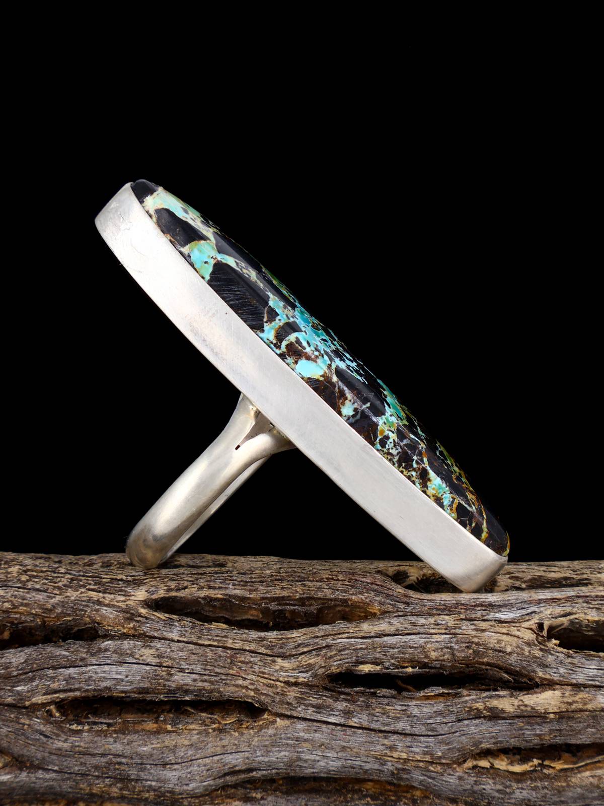 Sterling Silver Blackjack Turquoise Ring, Size 9 - PuebloDirect.com