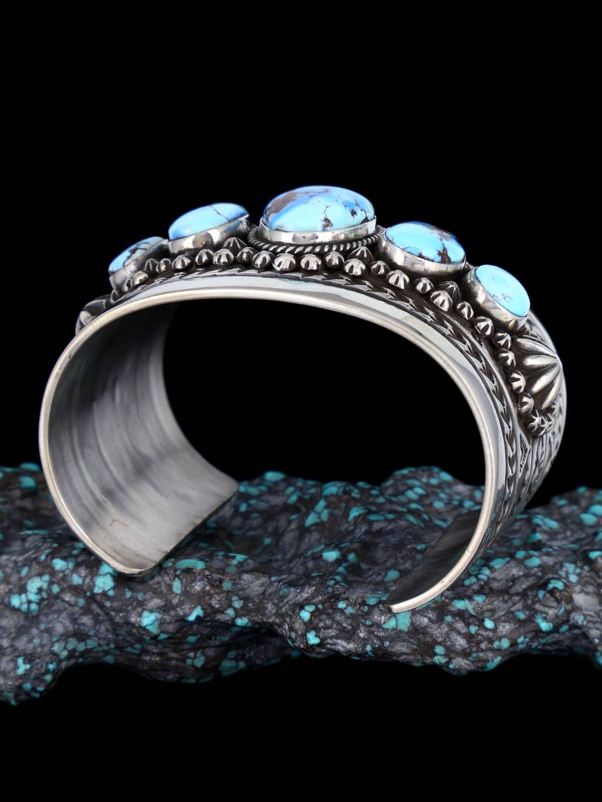 Bracelet manchette amérindien en argent sterling Golden Hill Turquoise