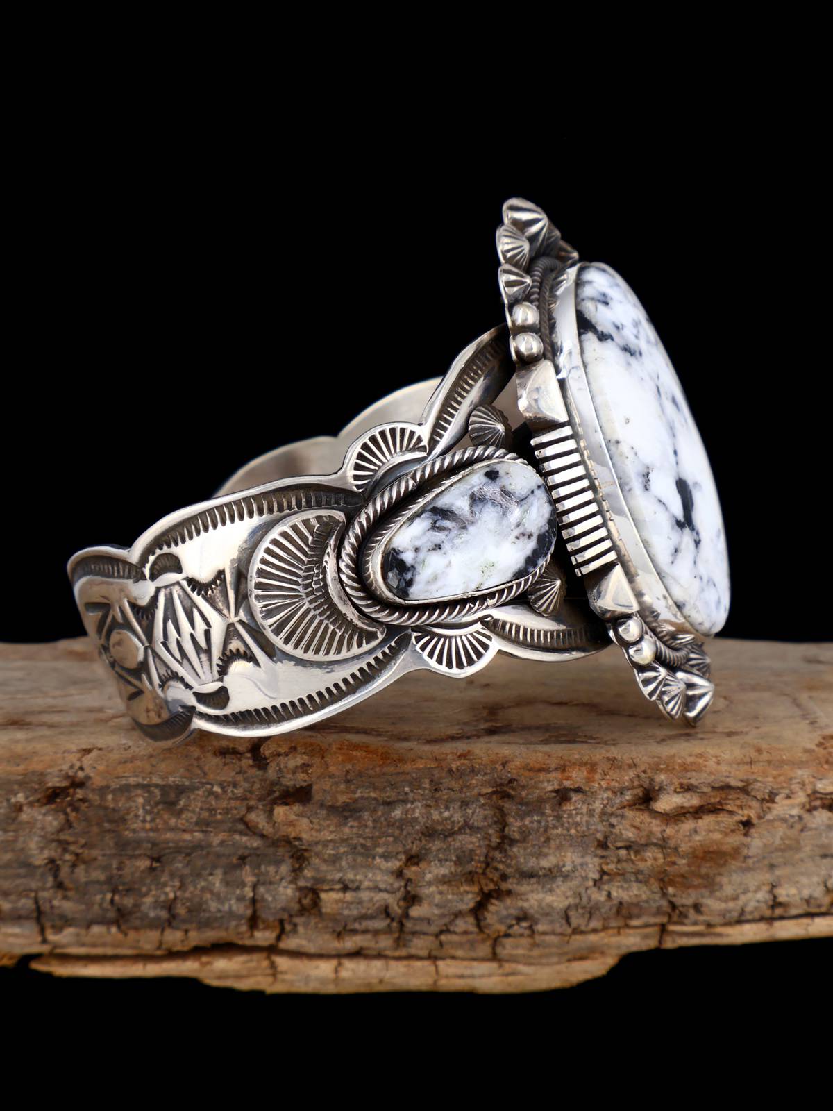 Pulsera de puño de búfalo blanco de joyería india nativa americana