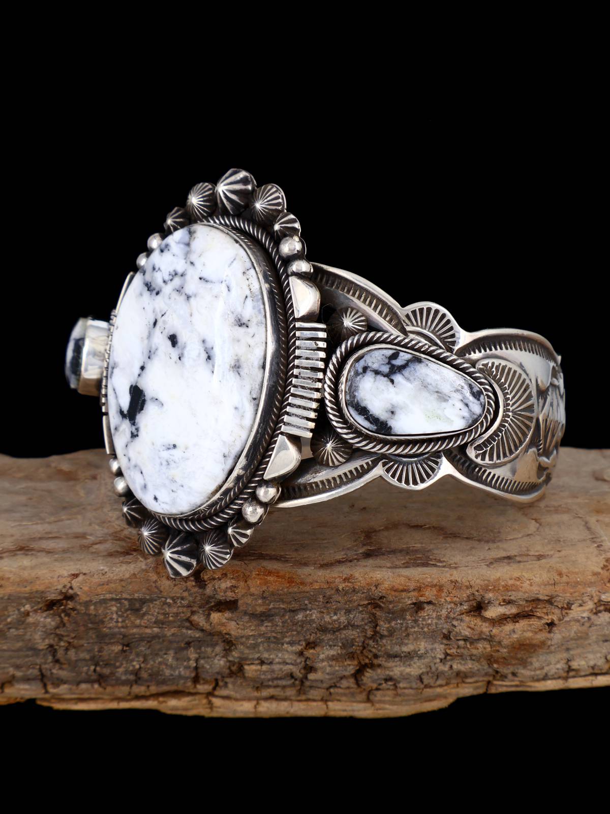 Pulsera de puño de búfalo blanco de joyería india nativa americana