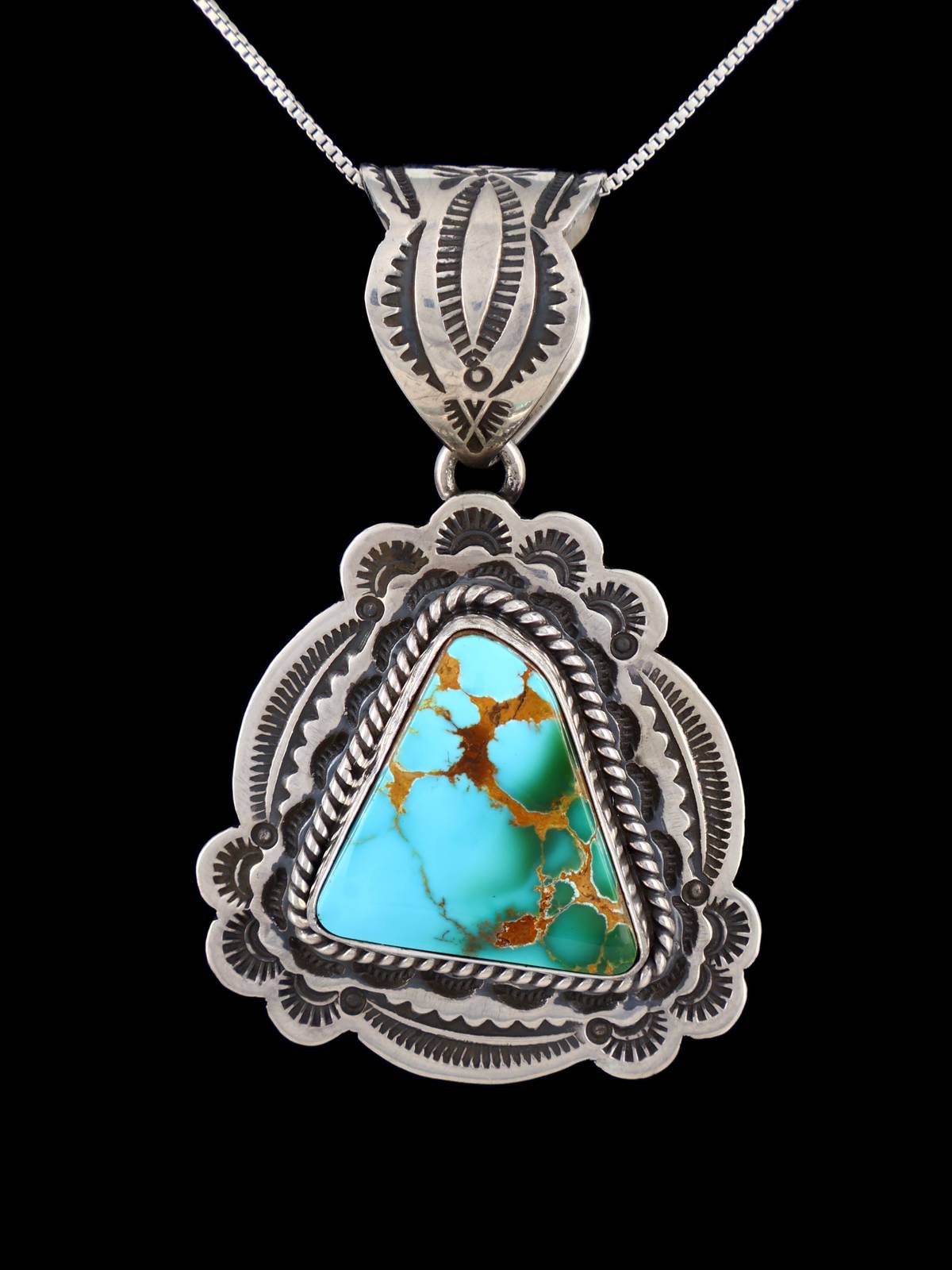 Native American Sterling Silver Natural Royston Turquoise Pendant