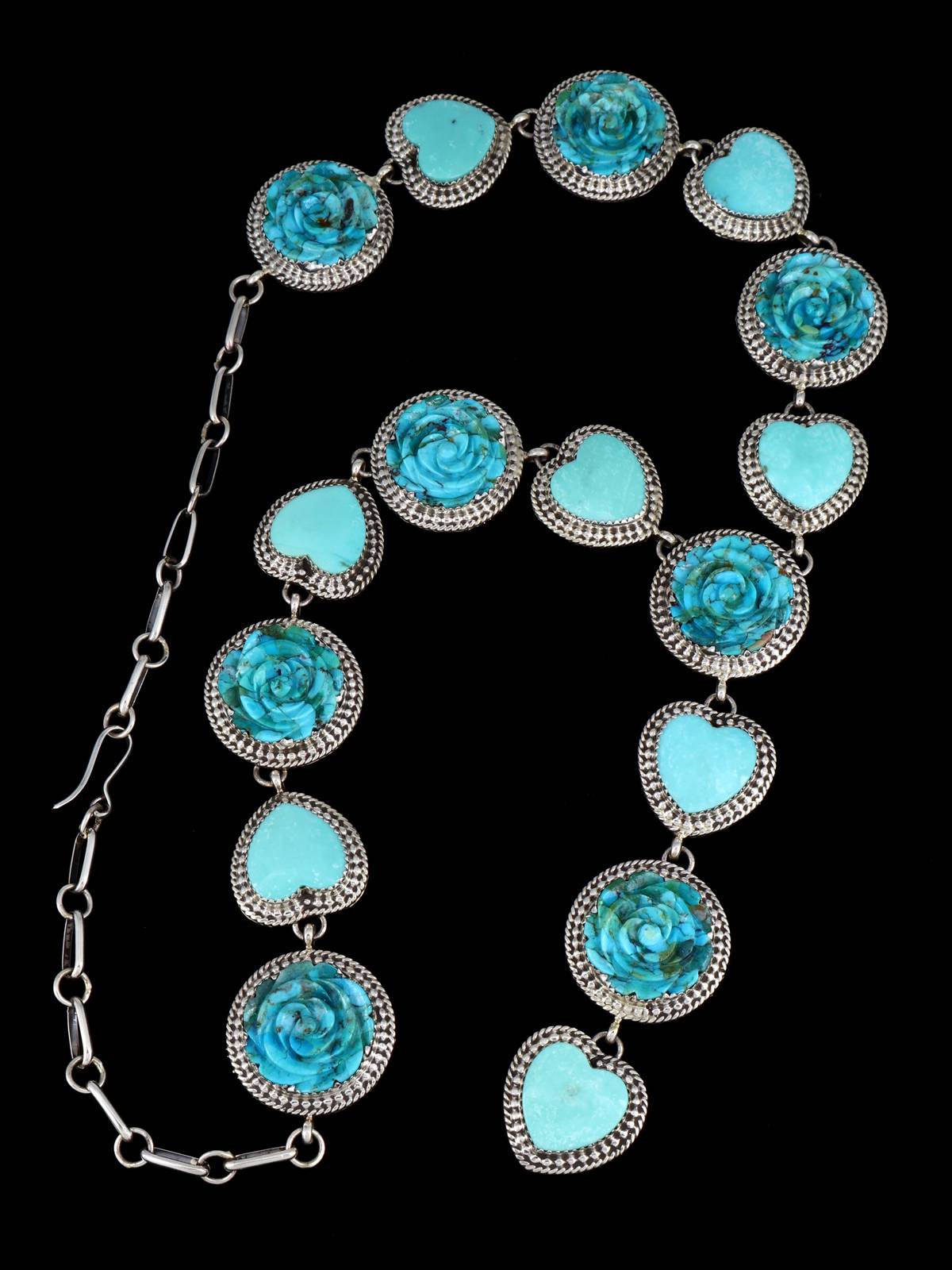 Joyería nativa americana Collar de plata de ley con lazo de color turquesa y oro de Sonora