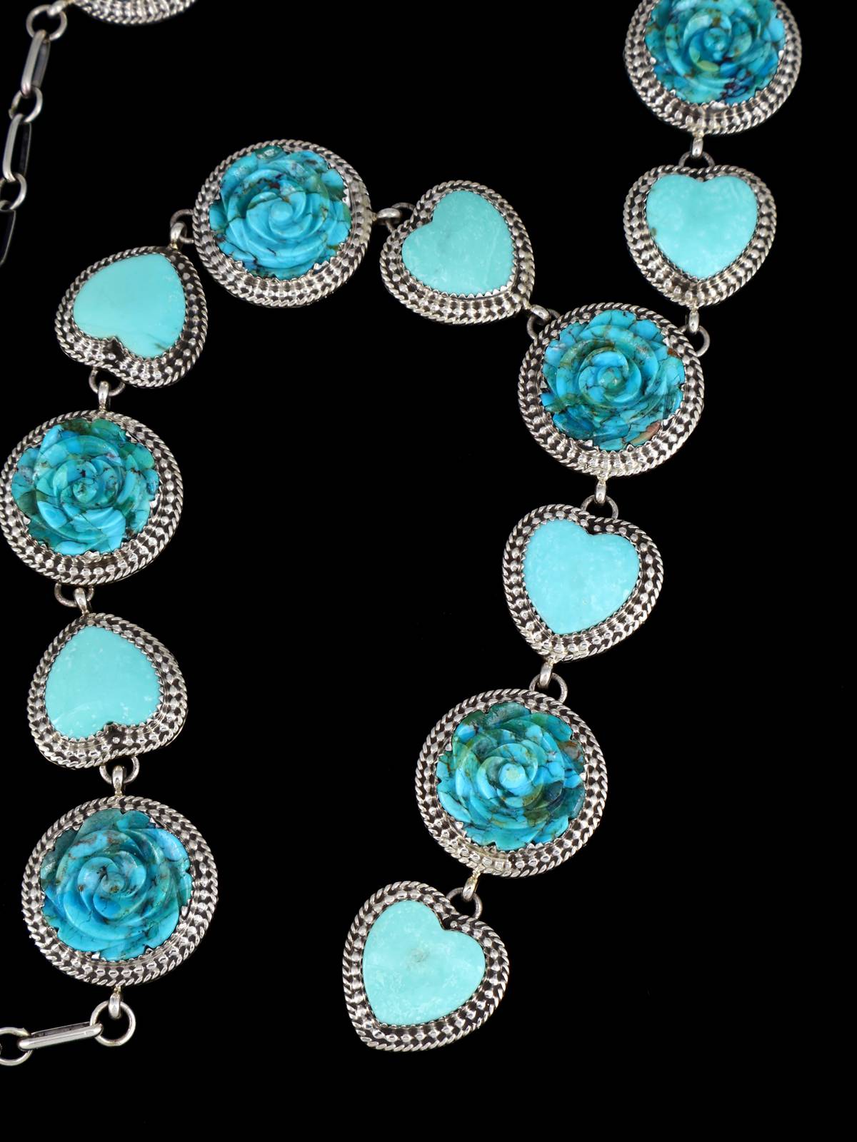 Joyería nativa americana Collar de plata de ley con lazo de color turquesa y oro de Sonora