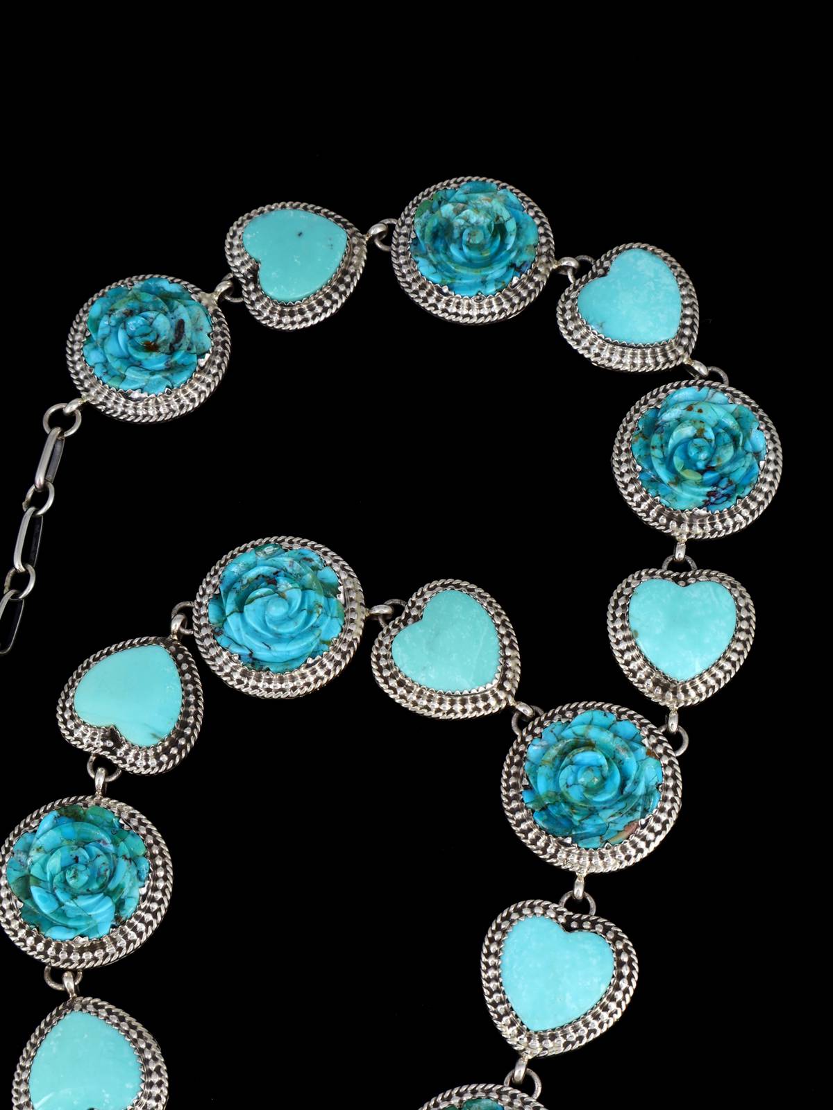 Joyería nativa americana Collar de plata de ley con lazo de color turquesa y oro de Sonora
