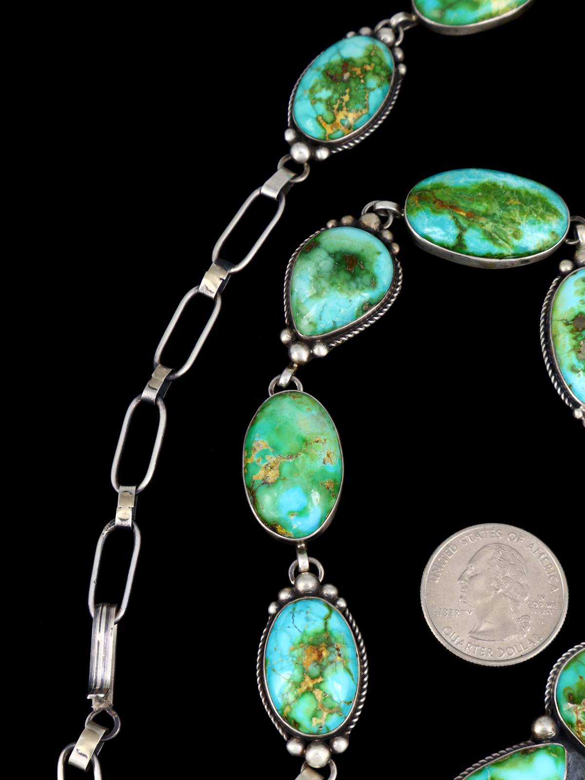 Collar Y Lariat Turquesa de Oro Sonorense de Nativos Americanos