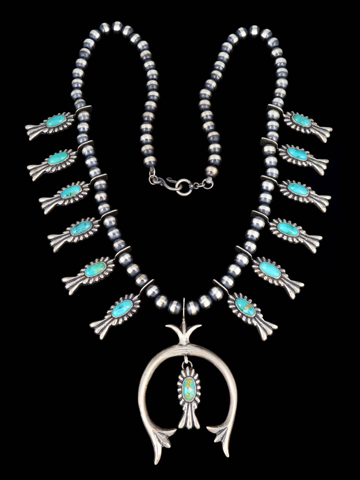 Native American Sterling Silver Squash Blossom Necklace