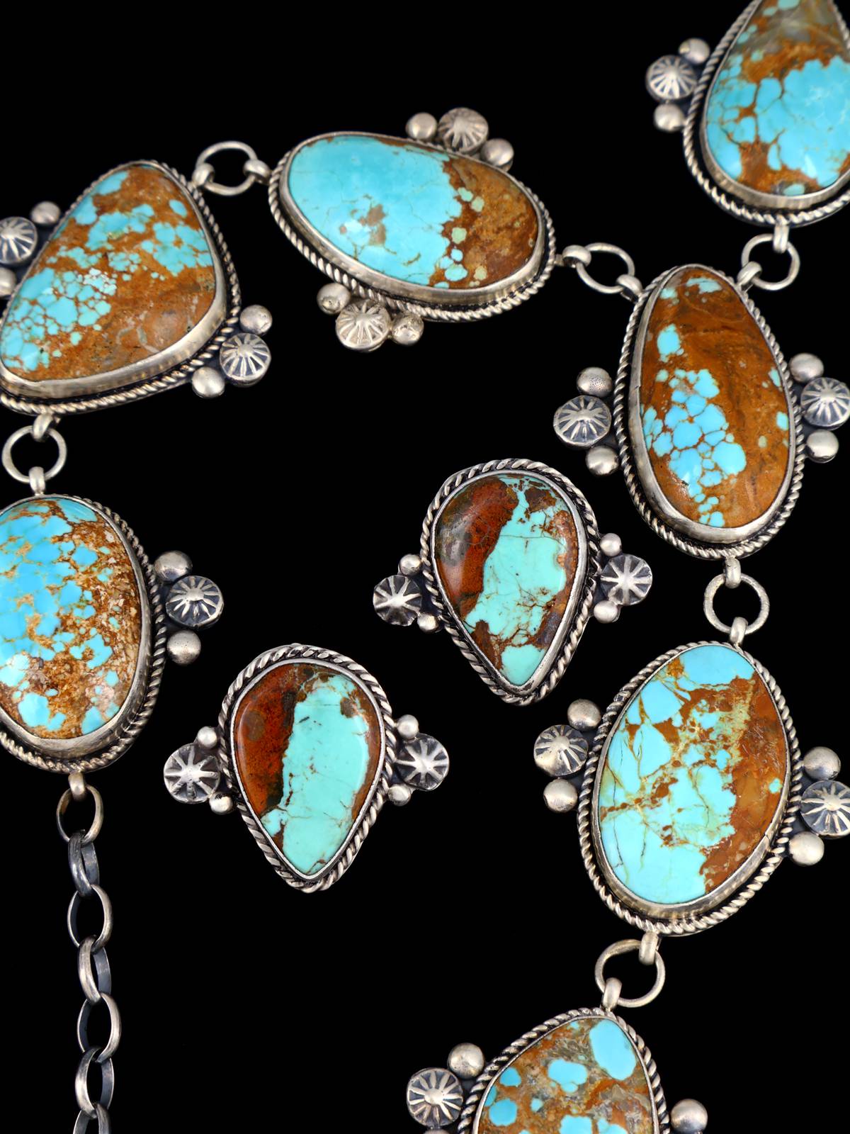 Native American Jewelry #8 Turquoise Lariat Necklace Set