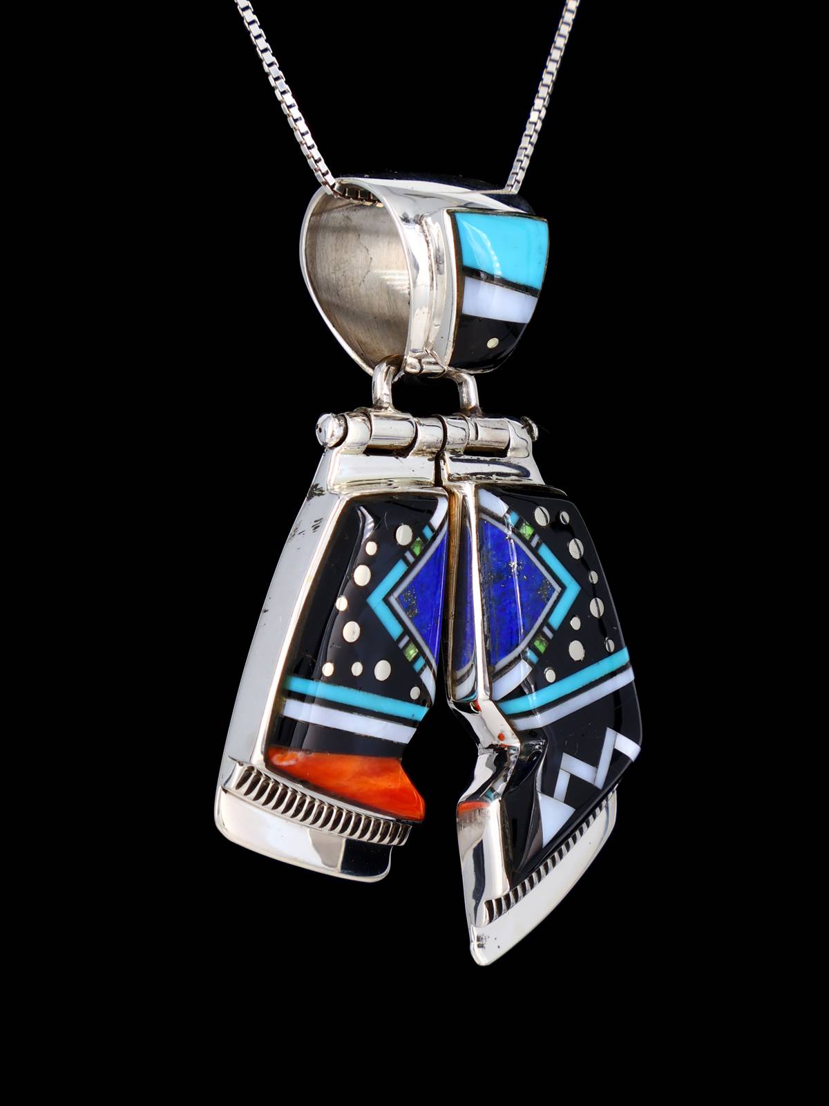 Collier d'onyx en argent sterling amérindien Estate