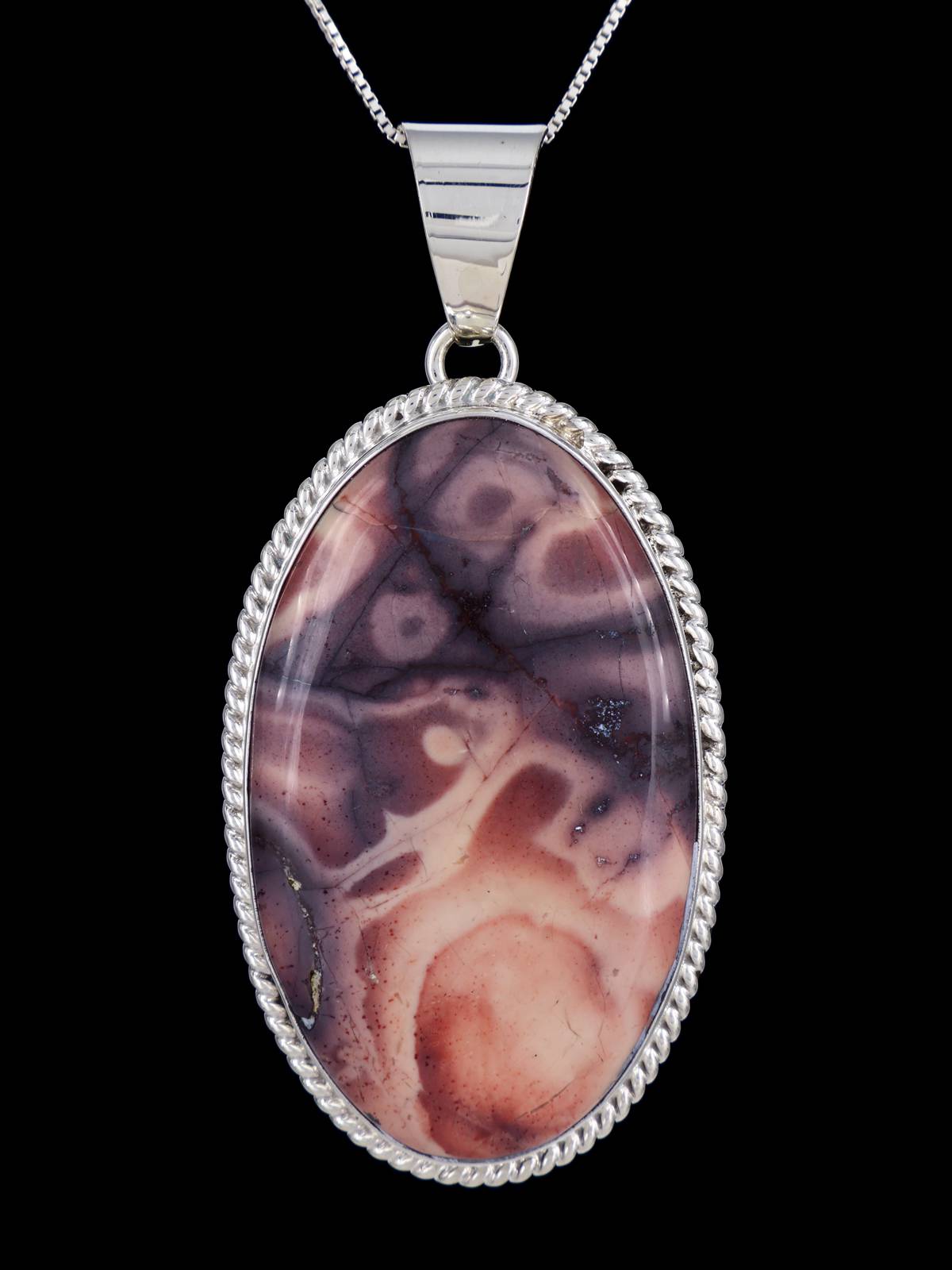 Native American Sterling Silver Porcelain Jasper Pendant - PuebloDirect.com