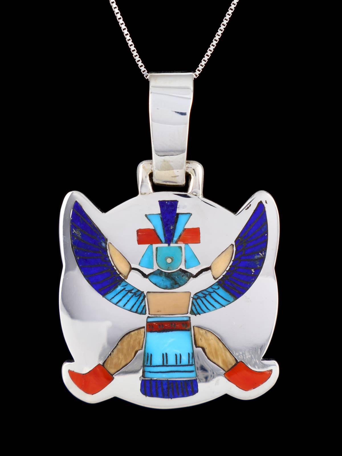Native American Jewelry Knifewing Inlay Pendant - PuebloDirect.com