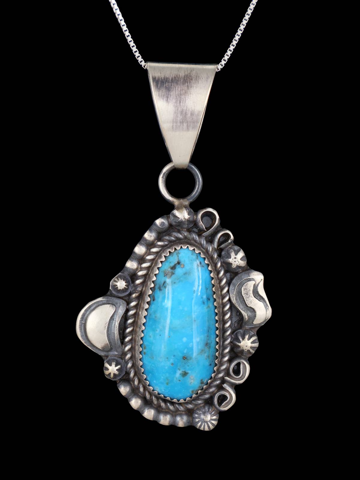 Native American Sterling Silver Turquoise Pendant - PuebloDirect.com
