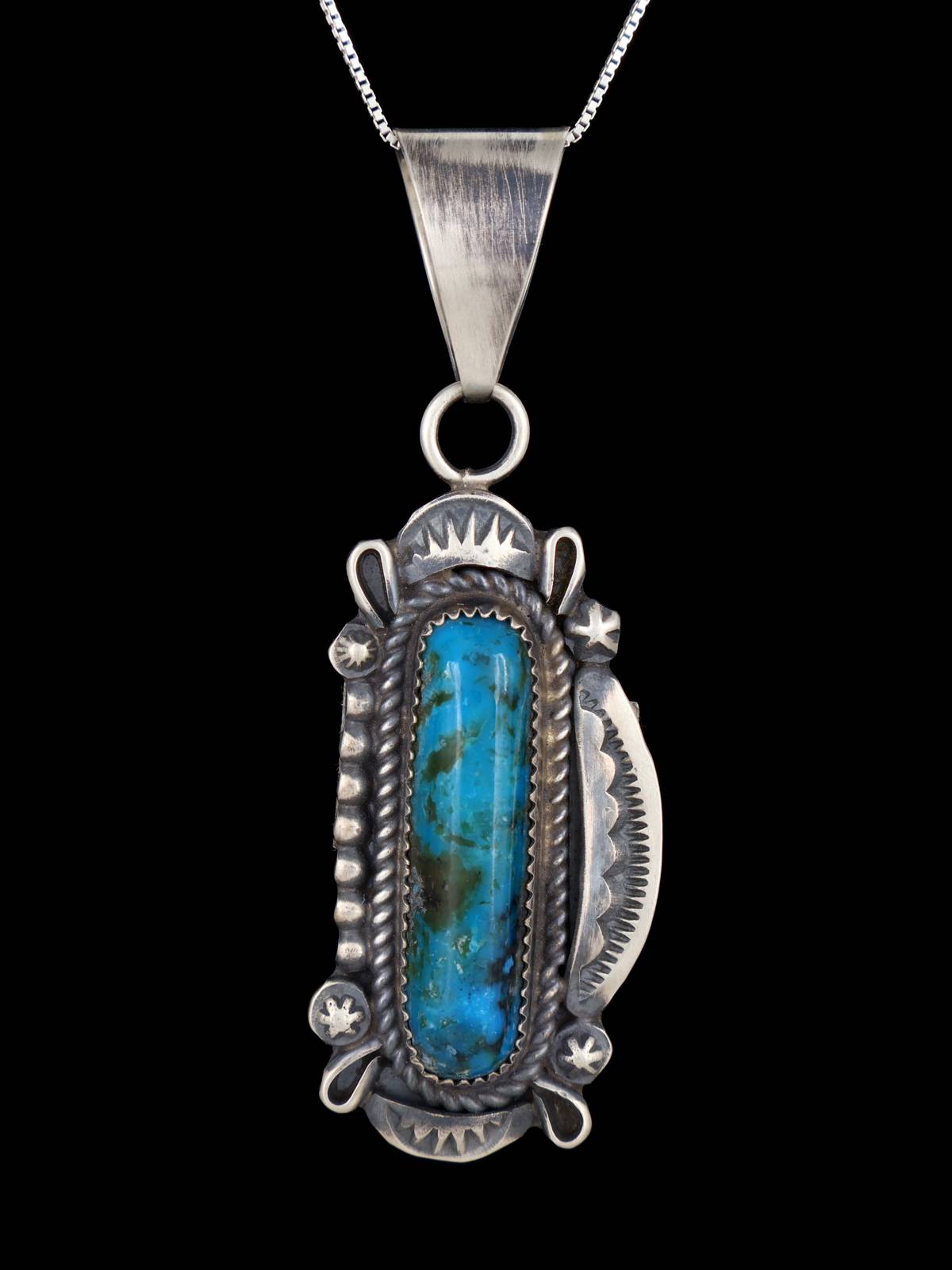 Native American Sterling Silver Turquoise Pendant - PuebloDirect.com