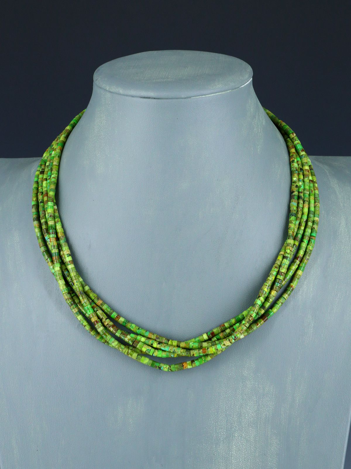 18" Native American Five Strand Mojave Turquoise Necklace - PuebloDirect.com