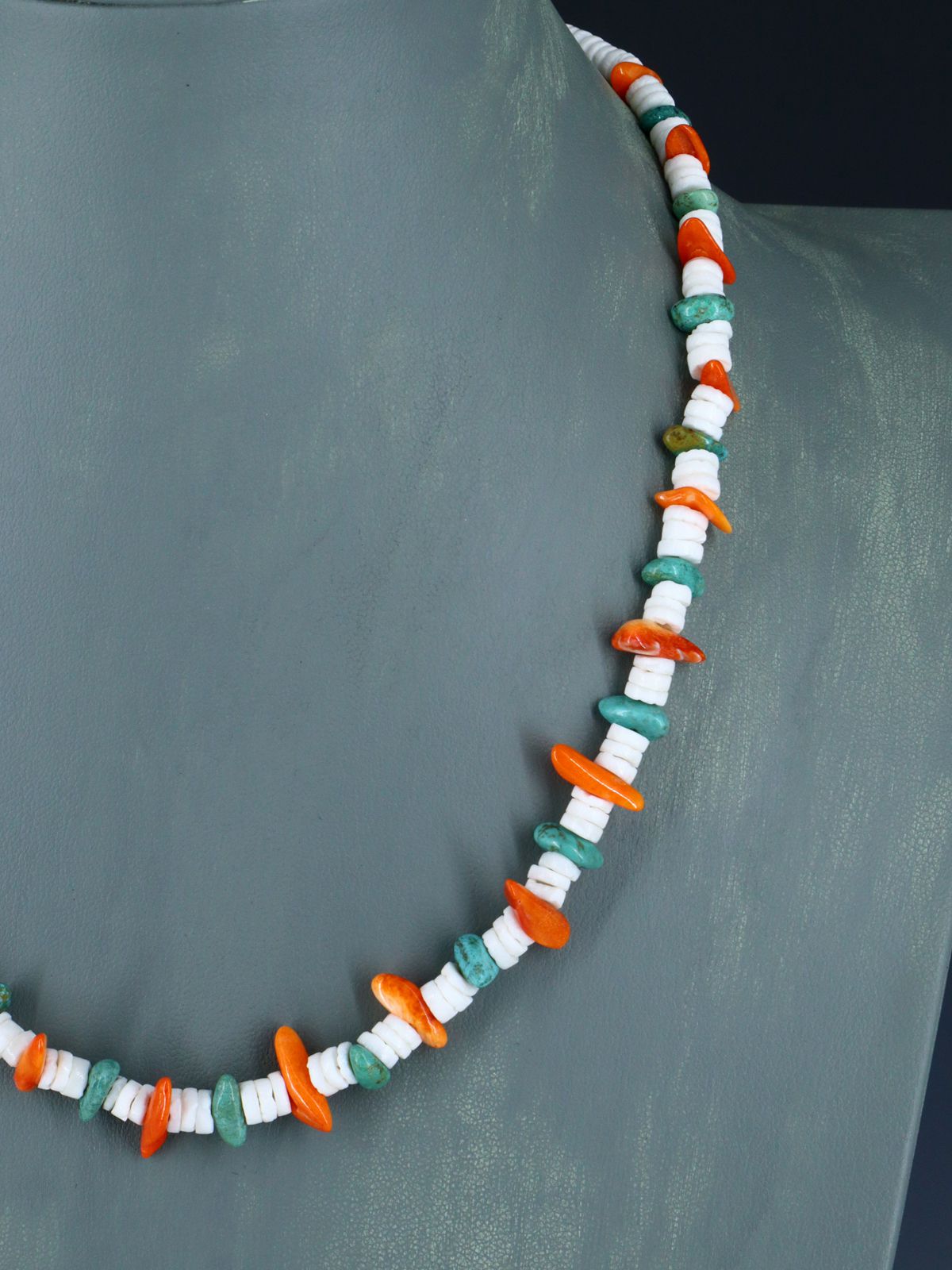 Native American Shell and Turquoise Choker Necklace - PuebloDirect.com