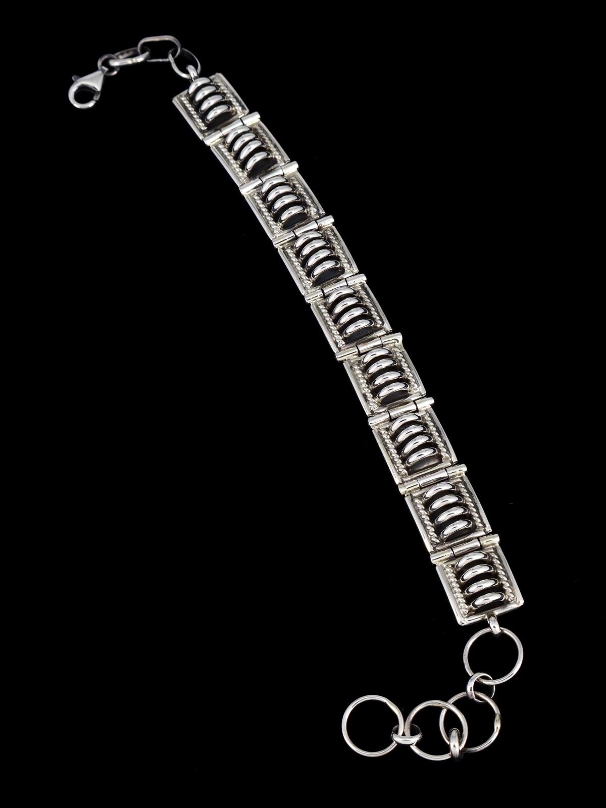Native American Sterling Silver Sculpted Link Bracelet - PuebloDirect.com