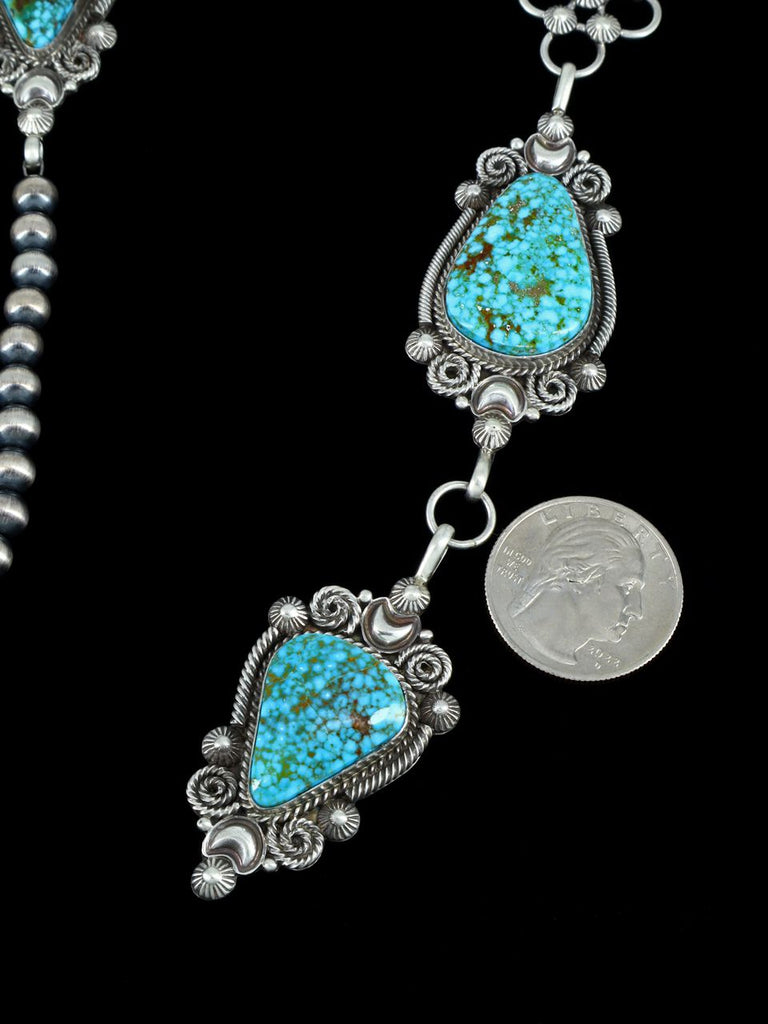 Native American Jewelry Kingman Red Web Turquoise Lariat Necklace and Earring Set - PuebloDirect.com