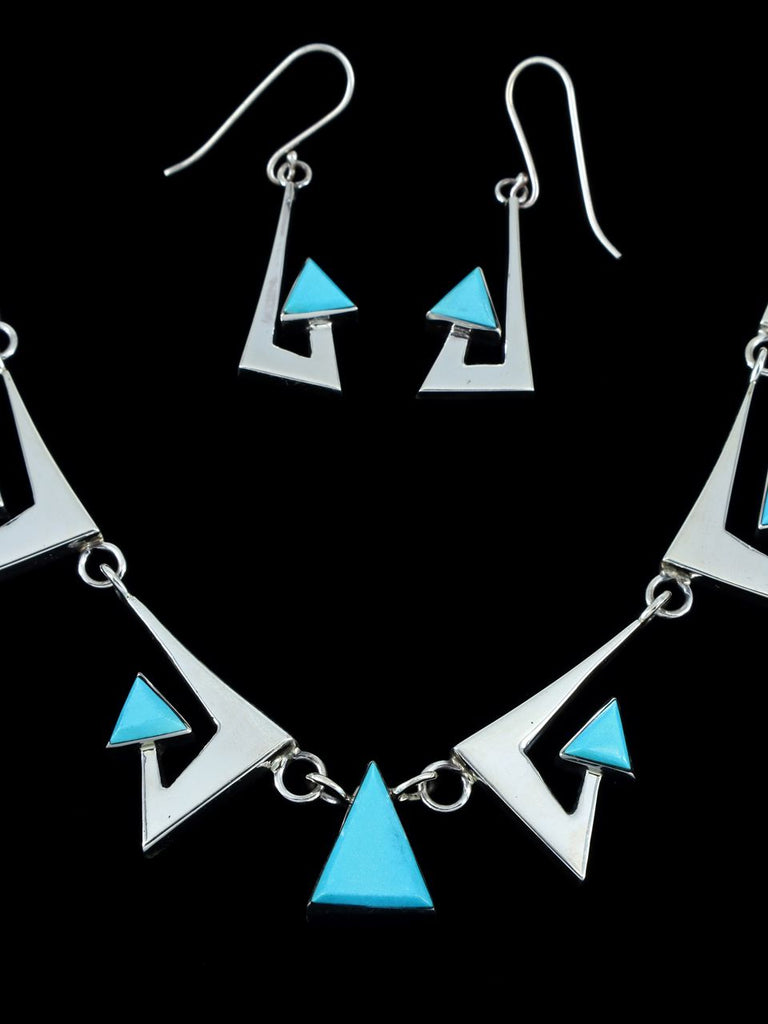 Navajo Turquoise Triangle Choker Necklace Set - PuebloDirect.com