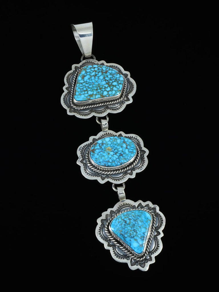 Native American Jewelry Three Tiered Kingman Turquoise Pendant - PuebloDirect.com