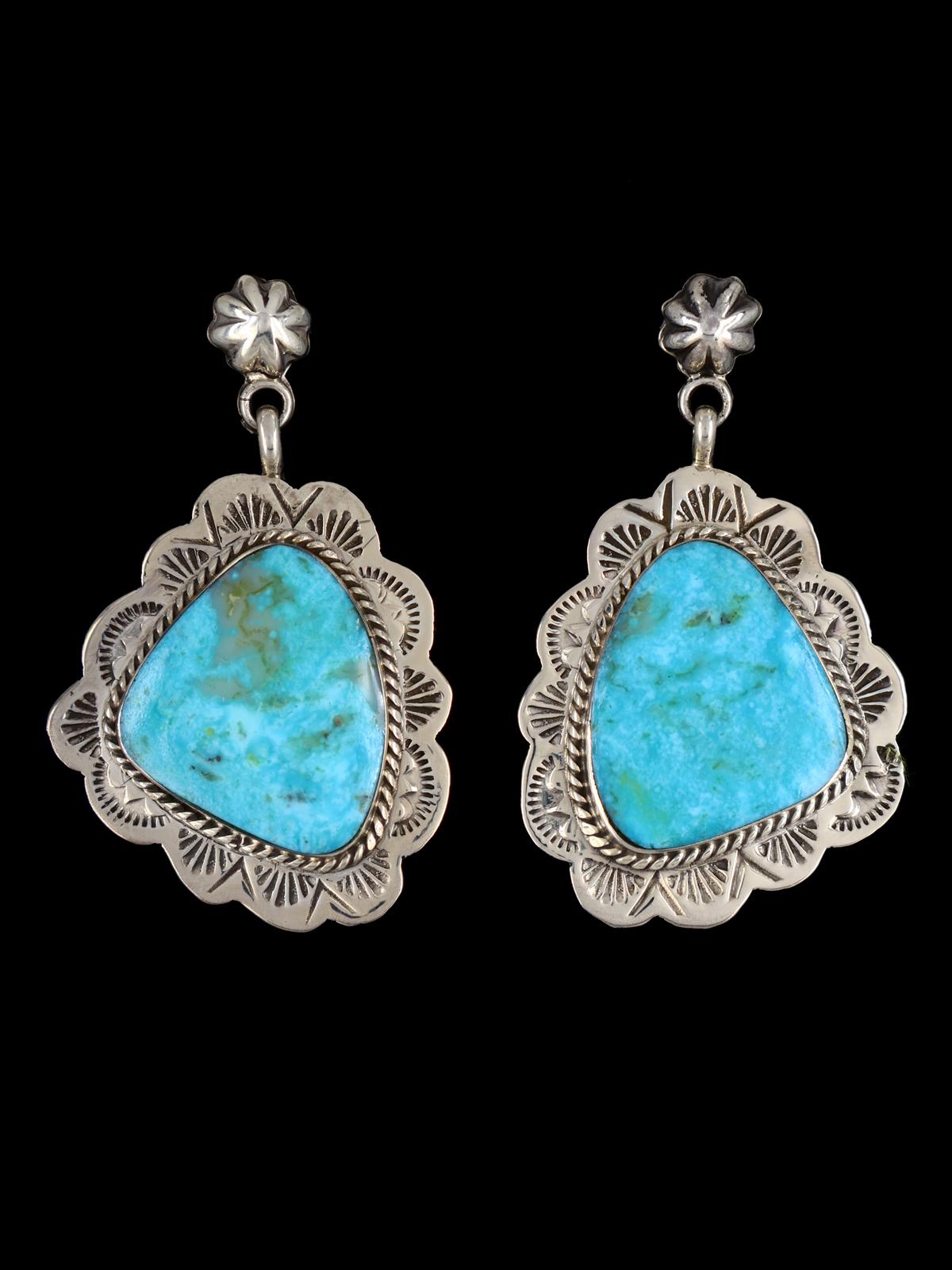Navajo Turquoise Sterling Silver Post Earrings - PuebloDirect.com