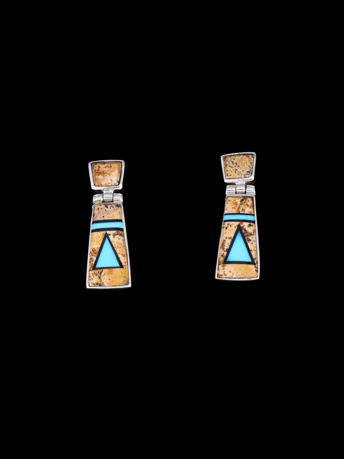 Navajo Jasper and Turquoise Inlay Sterling Silver Link Necklace Set