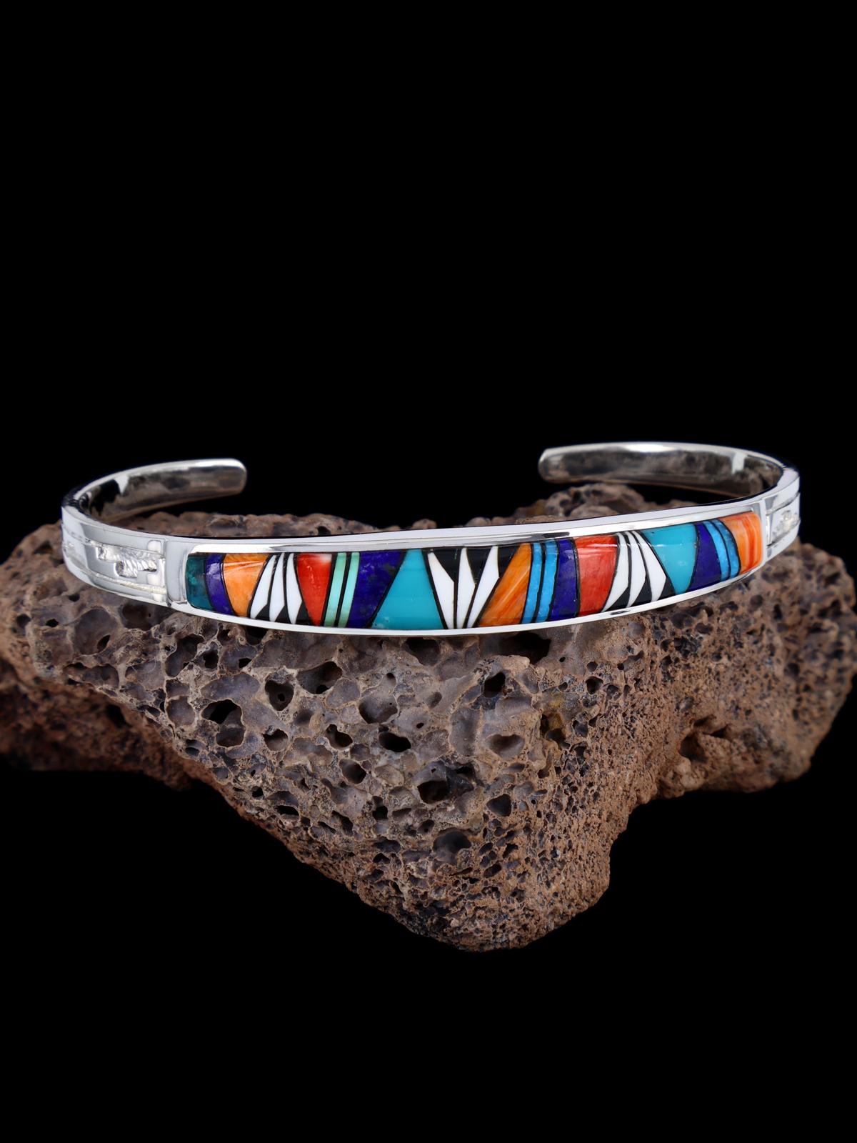 Native American Jewelry Multistone Inlay Cuff Bracelet