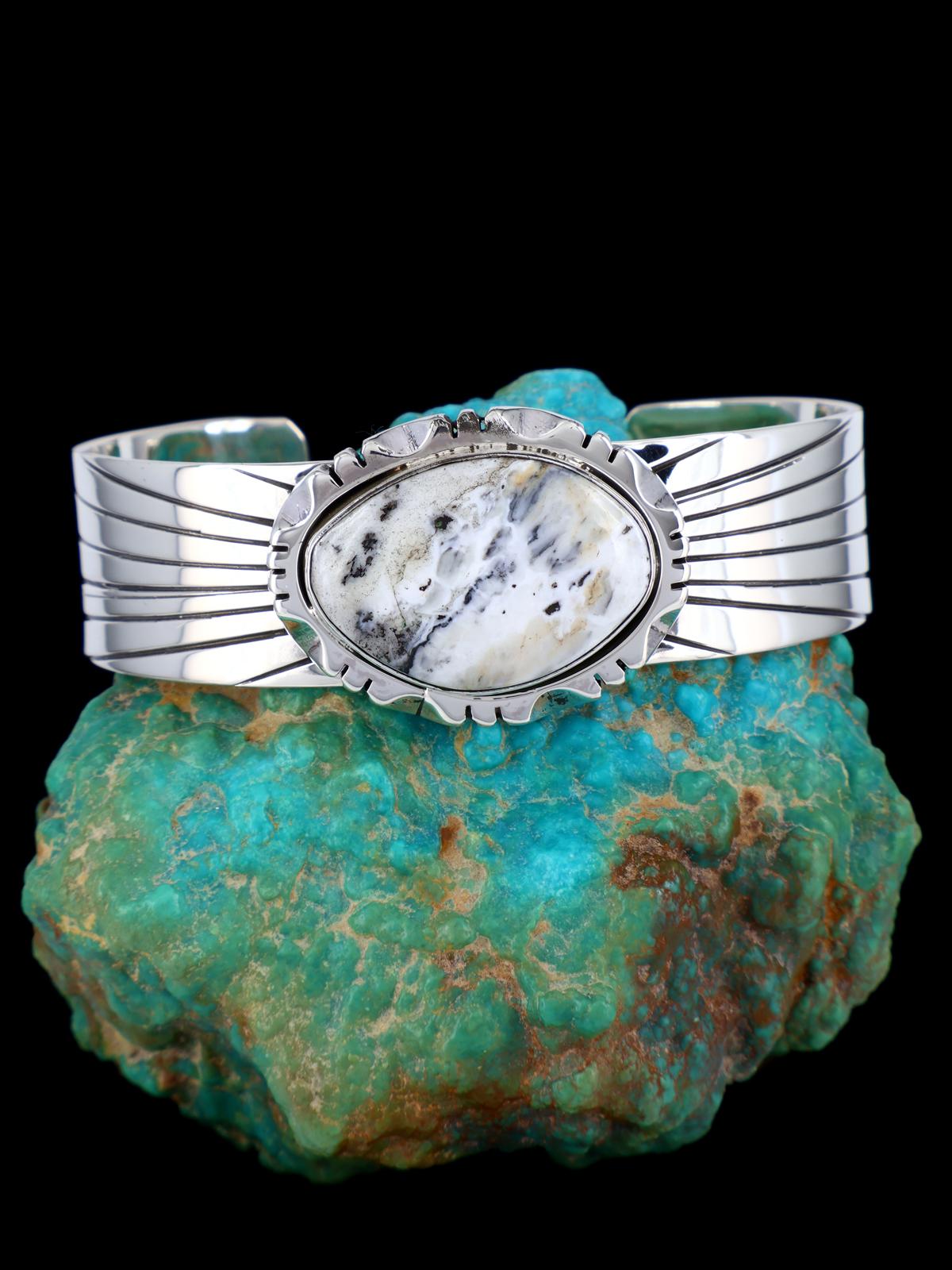 Navajo Sterling Silver White Buffalo Bracelet