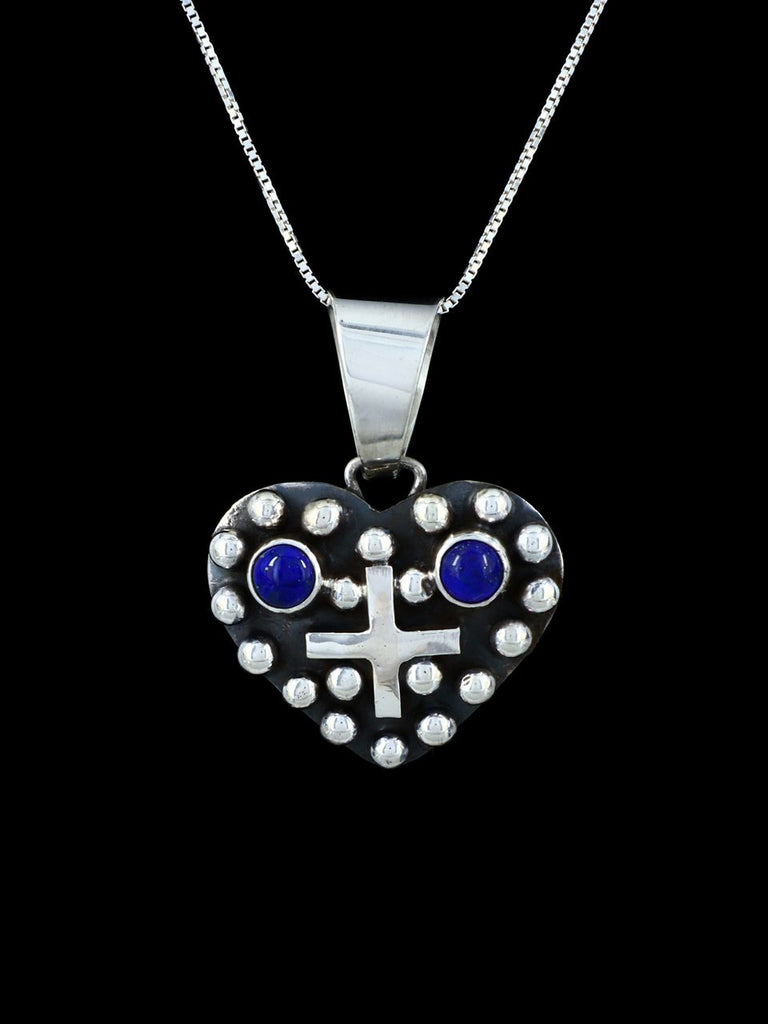 Native American Jewelry Droplet Lapis Heart Pendant - PuebloDirect.com
