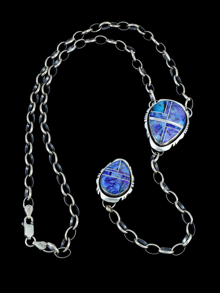 Native American Jewelry Monarch Opal Inlay Lariat Y Necklace - PuebloDirect.com
