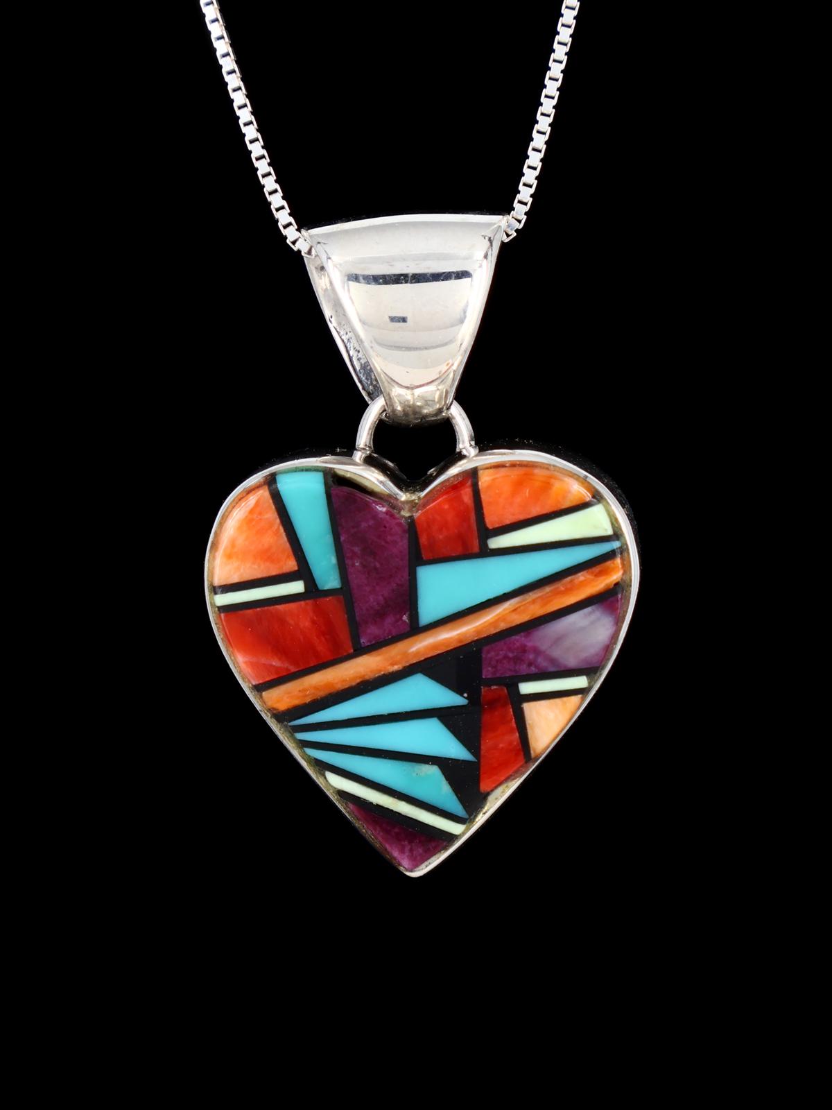 Navajo Multistone Mosaic Inlay Heart Pendant