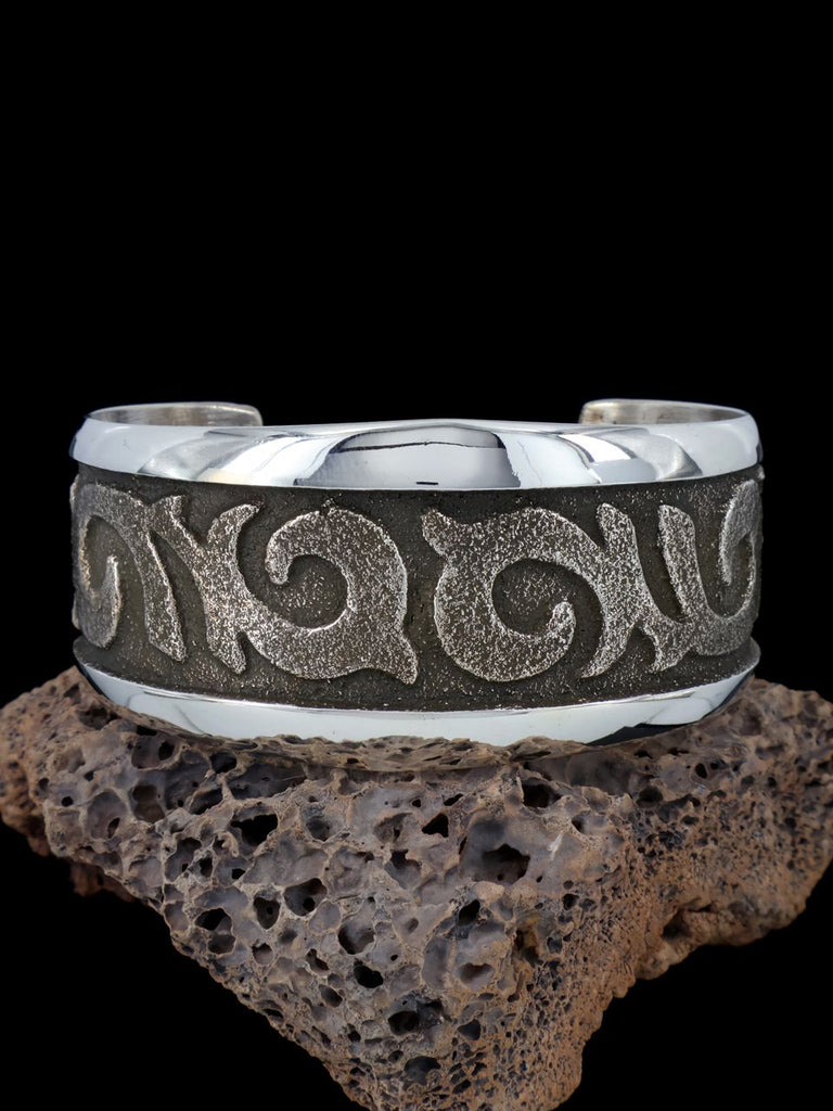 Native American Sterling Silver Tufa Cast Bracelet - PuebloDirect.com