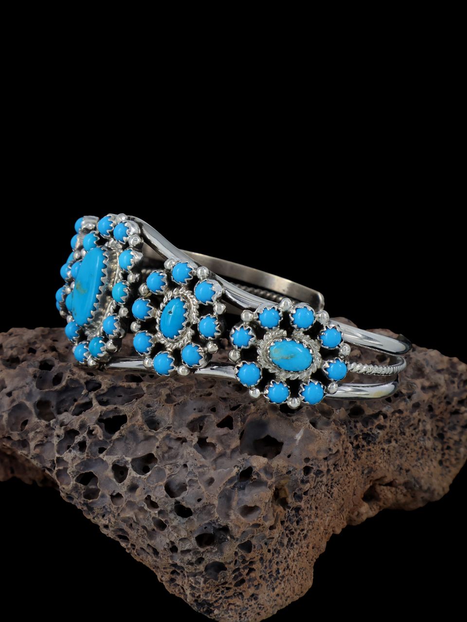 Navajo Turquoise Sterling Silver Cuff Bracelet - PuebloDirect.com