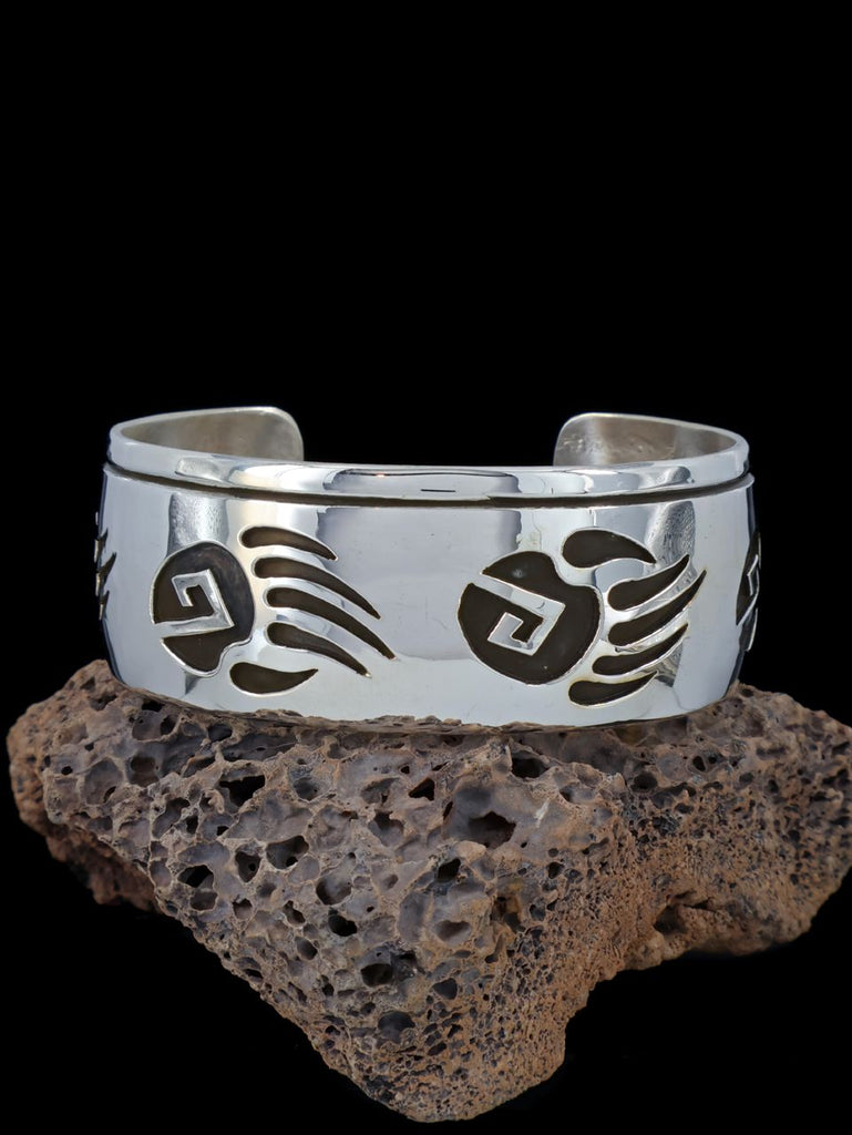 Native American Sterling Silver Overlay Bear Paw Cuff Bracelet - PuebloDirect.com